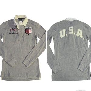 Ralph Lauren Sport Long Sleeve Ruby Polo Shirt Size XS Crest Flag Preppy NWT